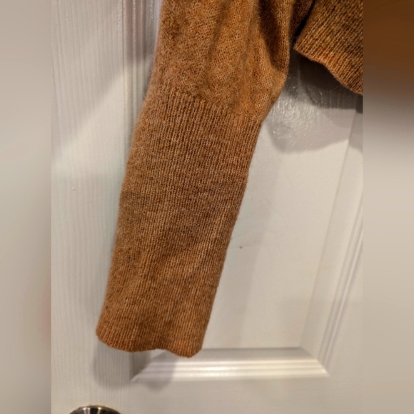 & Other Stories Alpaca Wool Blend Puff Sleeve button Carmel Cardigan sweater S - Picture 7 of 11